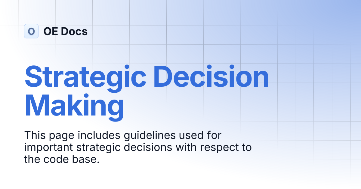 Strategic Decision Making | OE Docs