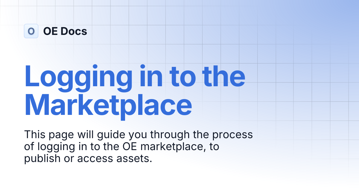 Logging in to the Marketplace | OE Docs