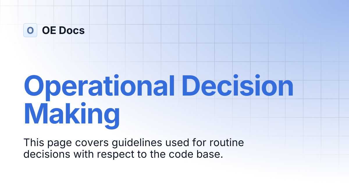 Operational Decision Making | OE Docs