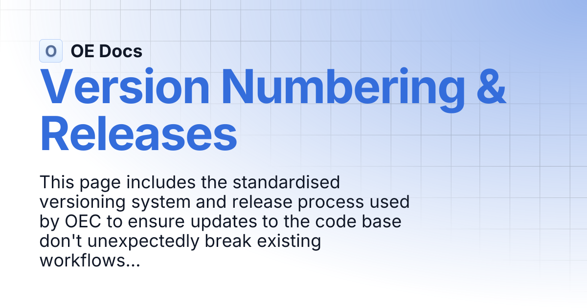 Version Numbering & Releases | OE Docs